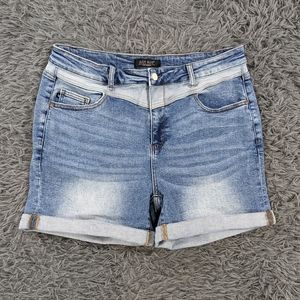 Judy Blue Light/Medium Blue Denim Roll Cuff Jean Shorts